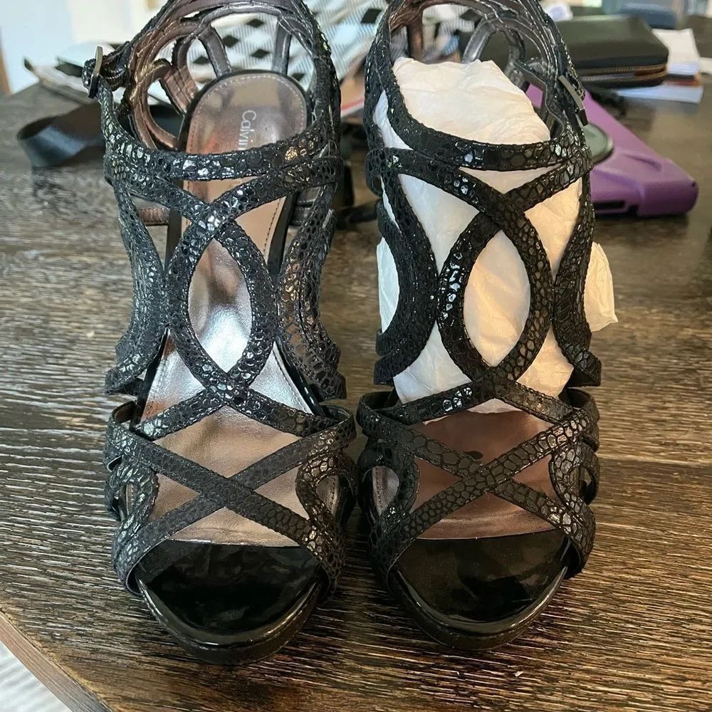 Calvin Klein Dylan Black Caged Heels sz 10 NWT